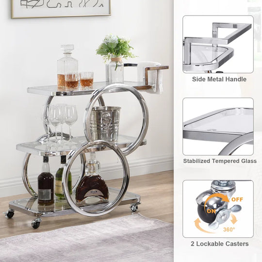Antu 3-Tier Mobile Home Service Bar Cart