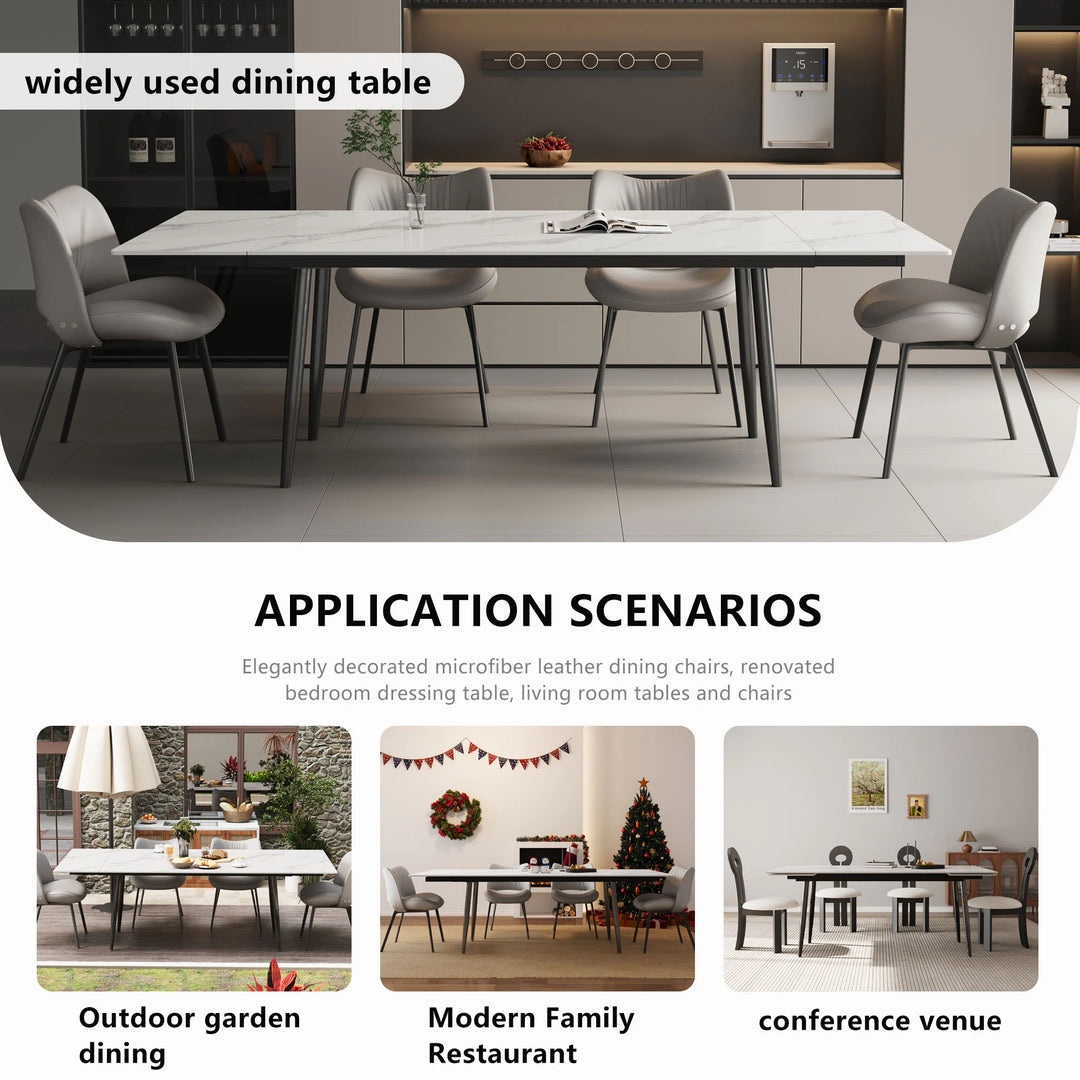 Glossy Slate 63"-95" Extendable Rectangle Dining Table - 94.4"W X 35.4"D X 29.5"H