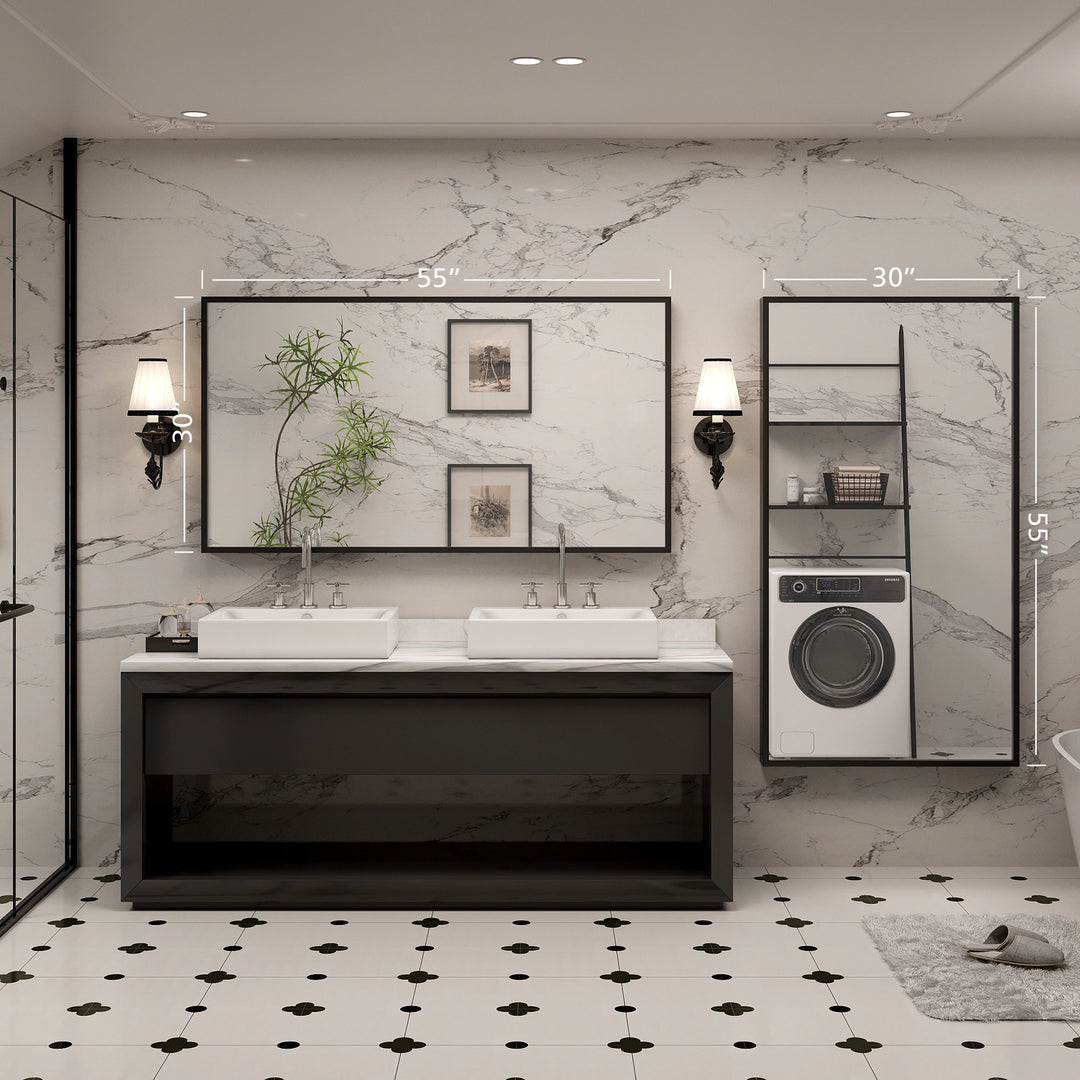 Modern Metal Framed French Cleat Mounted Wall Bathroom Vanity Mirror