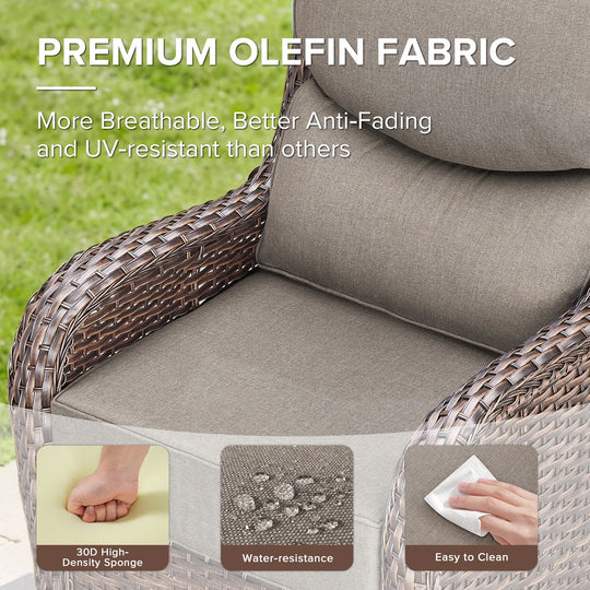 7-Piece Patio Furniture Set with Swivel Glider Chairs, 6-Inch Ultra-Plush Cushions & Water-Resistant Olefin Fabric