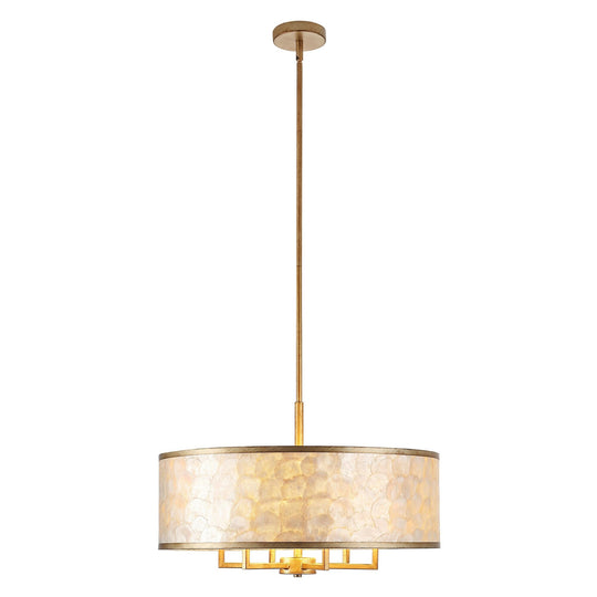 Getledel 24-Inch 6-Light Capiz Shell Drum Chandelier