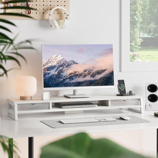 Fenge Dual Monitor Stand Riser for Desk, 42.5In Large Monitor Stand for 2 Monitor - 42.5X9.2X5.4 Inches