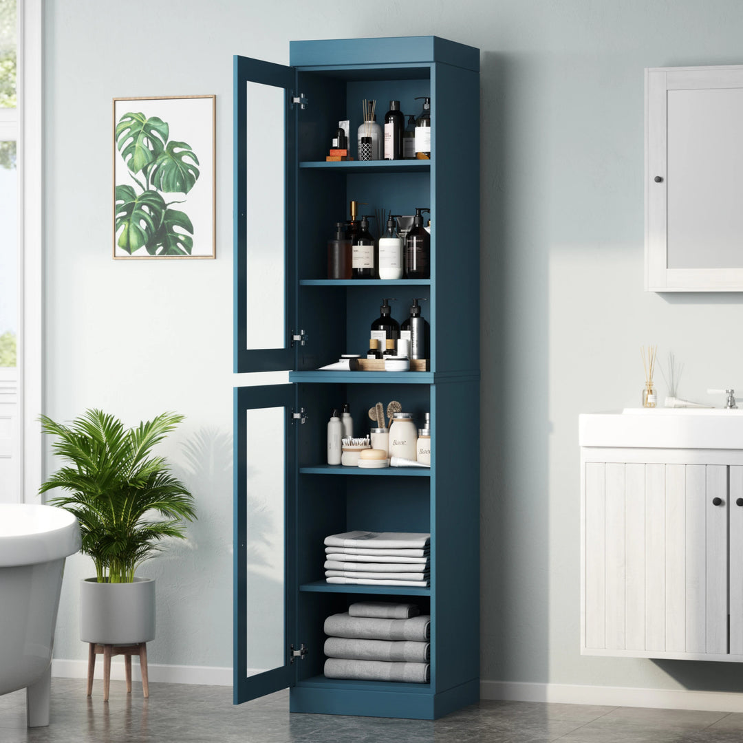 100% Solid Wood Bathroom Storage Cabinet, Adjustable Shelves, 16.5" Wide, 35.75" Tall
