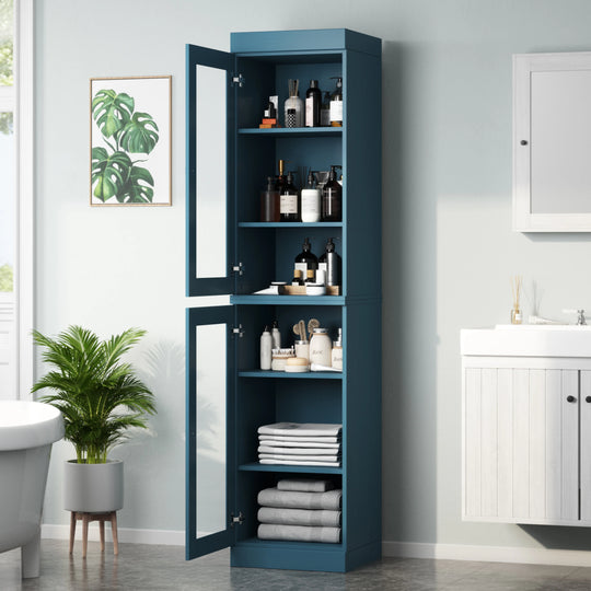 100% Solid Wood Bathroom Storage Cabinet, Adjustable Shelves, 16.5" Wide, 35.75" Tall