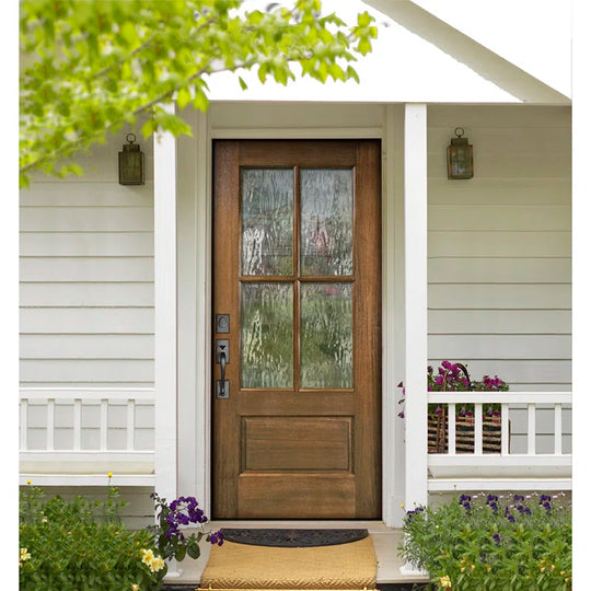 4 Lite TDL Mahogany Slab Front Door
