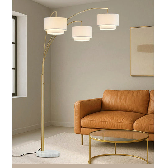 Broadway 3-Light 4-Way Switch Arch Floor Lamp