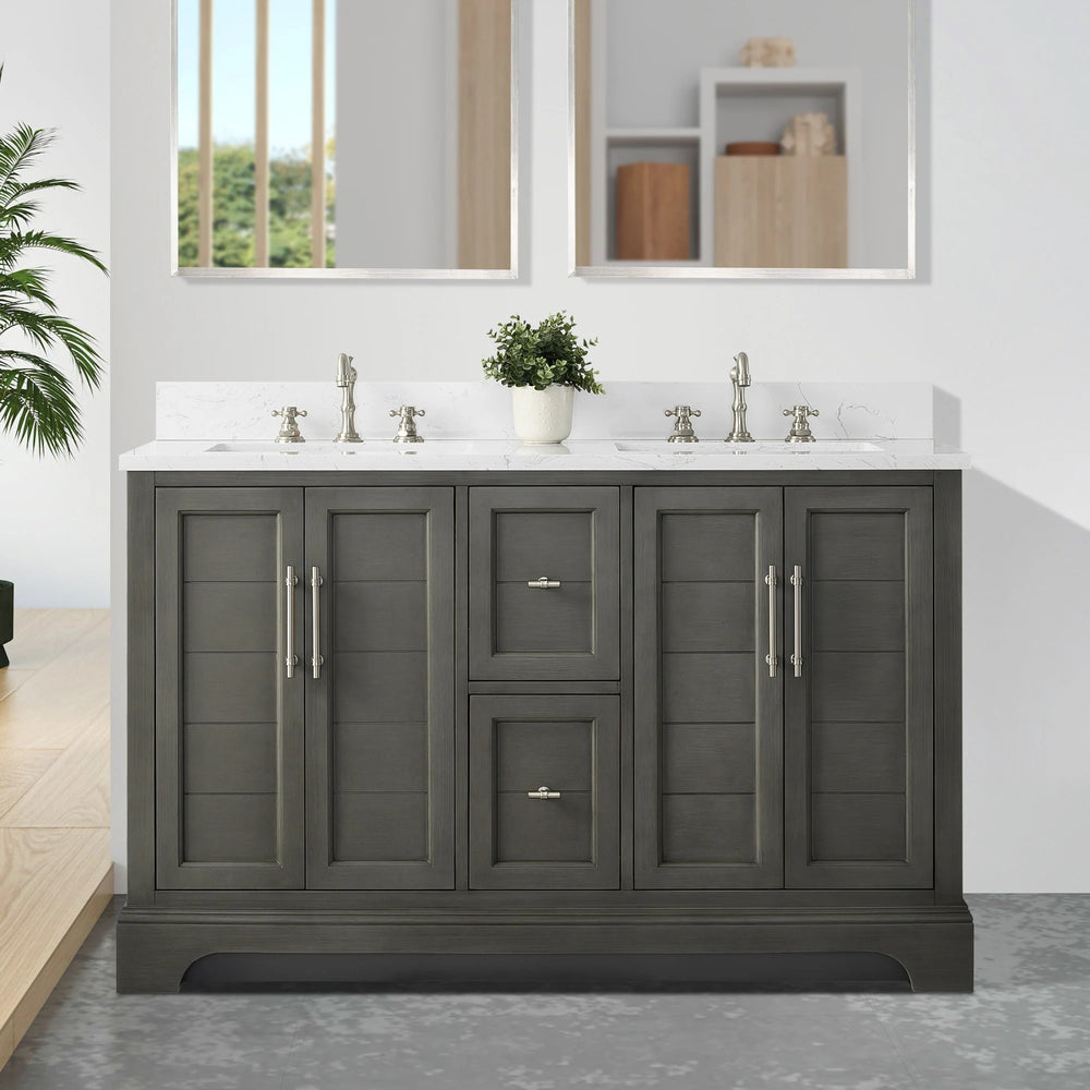 54" Double Sink Bathroom Vanity with Top & Backsplash