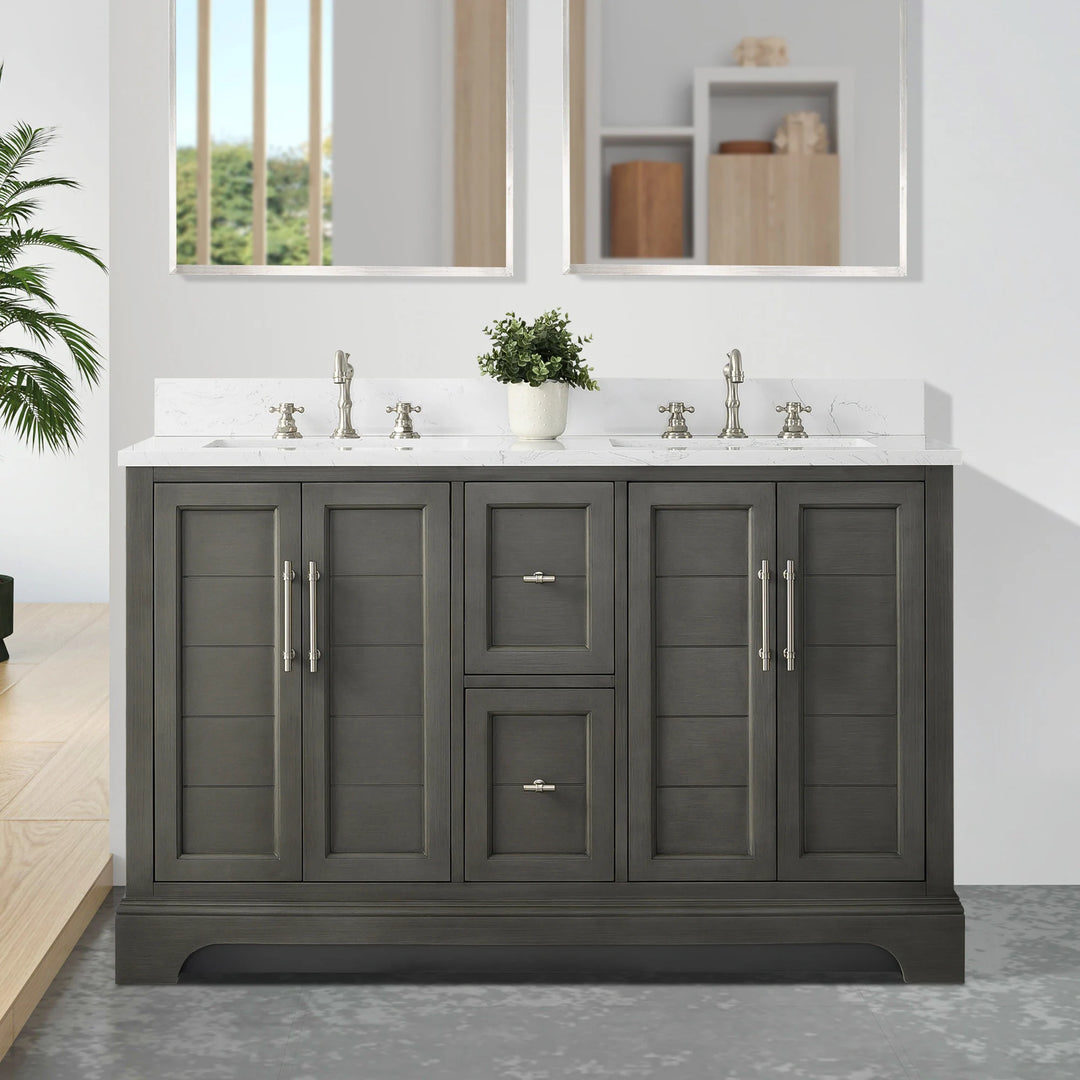54" Double Sink Bathroom Vanity with Top & Backsplash