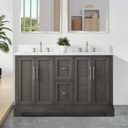 54" Double Sink Bathroom Vanity with Top & Backsplash