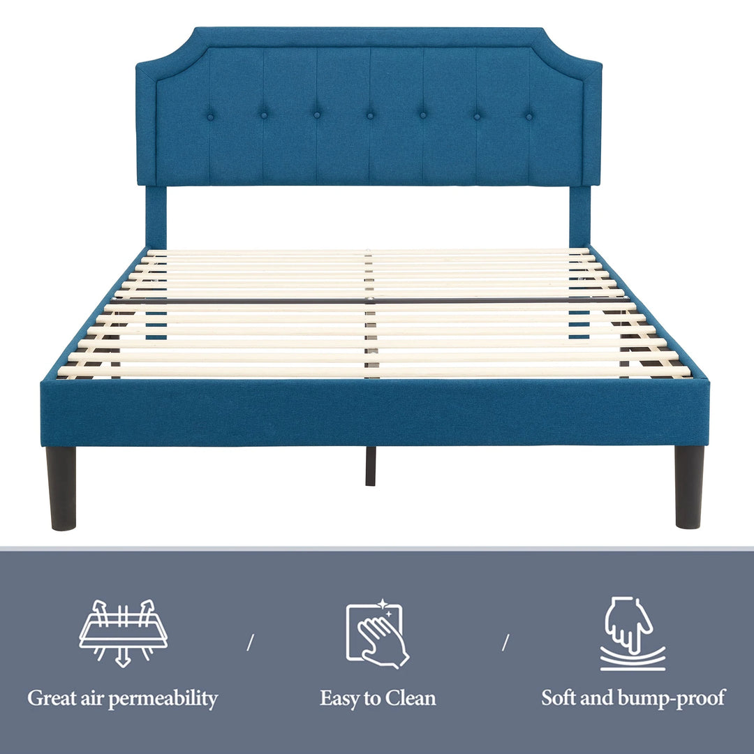 Javlergo Modern Upholstered Bed Frame with Height Adjustable Headboard Heavy-Duty Frame No Box Spring Needed