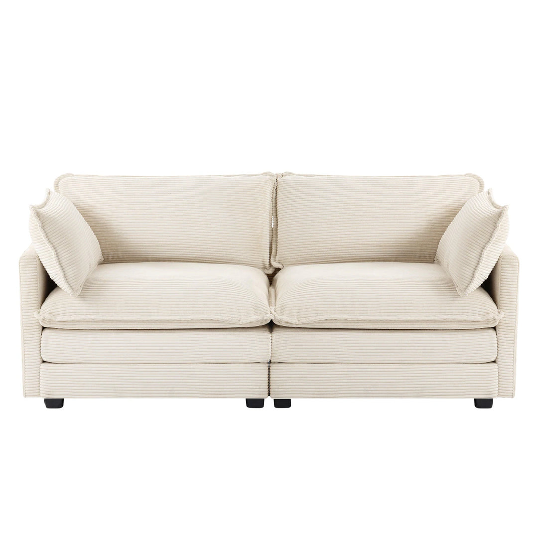 Corduroy Sectional Sofa with Removable Ottomans & Ultra-Soft Cushions for Living Room & Bedroom