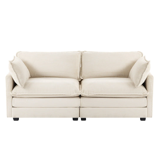 Corduroy Sectional Sofa with Removable Ottomans & Ultra-Soft Cushions for Living Room & Bedroom