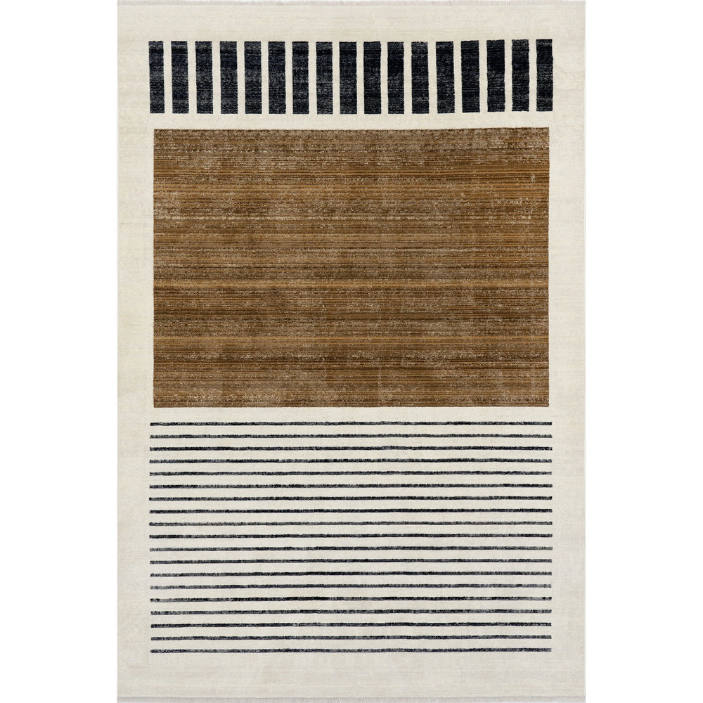 Keeva Modern Striped Fringe Area Rug
