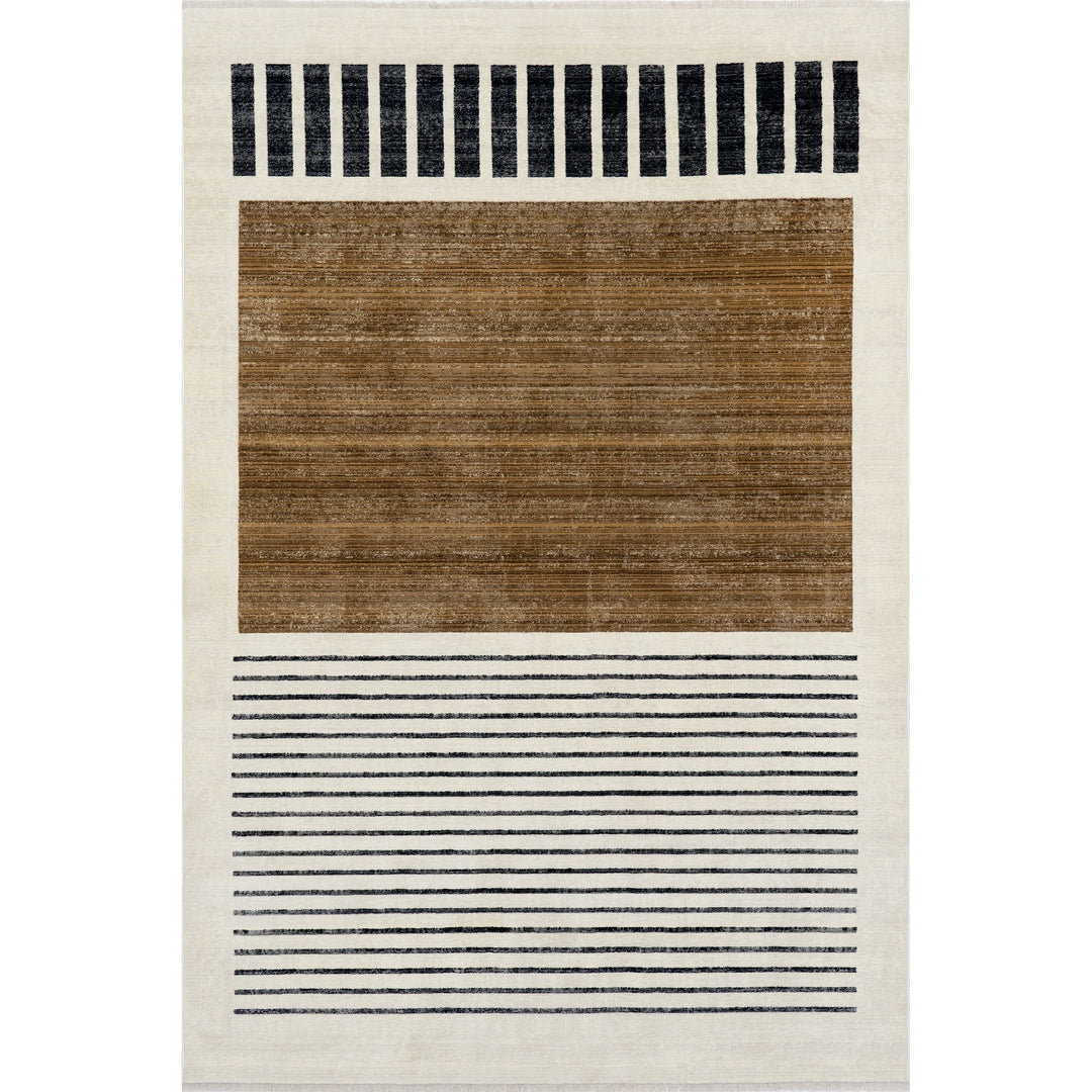 Keeva Modern Striped Fringe Area Rug