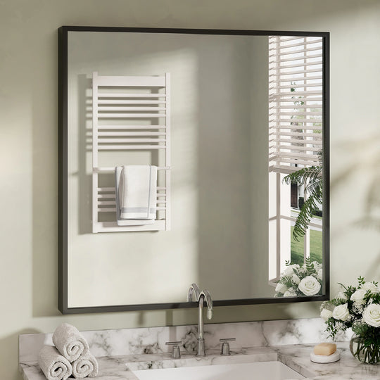 Modern Metal Framed French Cleat Mounted Wall Bathroom Vanity Mirror