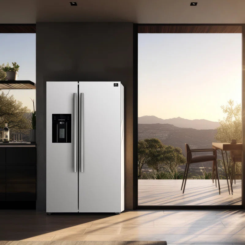 Salerno 36-Inch Side-By-Side 20 Cu.Ft Refrigerator with External Ice & Water Dispenser