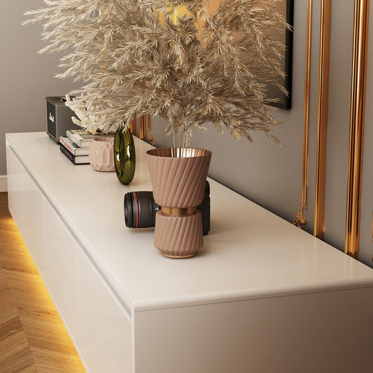 Chic Led-Lit Media Console for Stylish Homes Entertainmnet Center - 70.9"