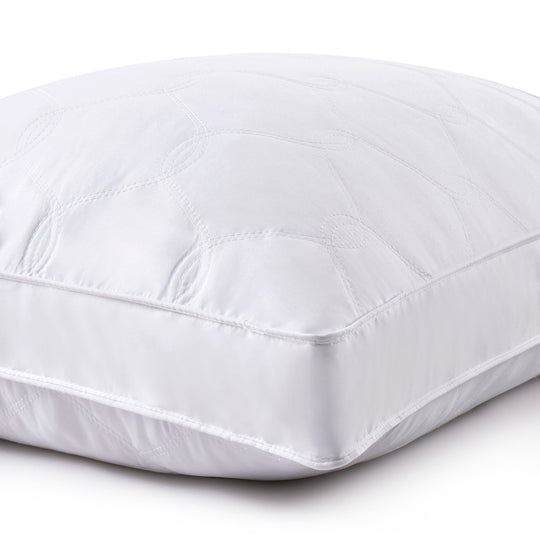 2 Pack Goose Feather down Pillows with Quilted Cotton Cover - White