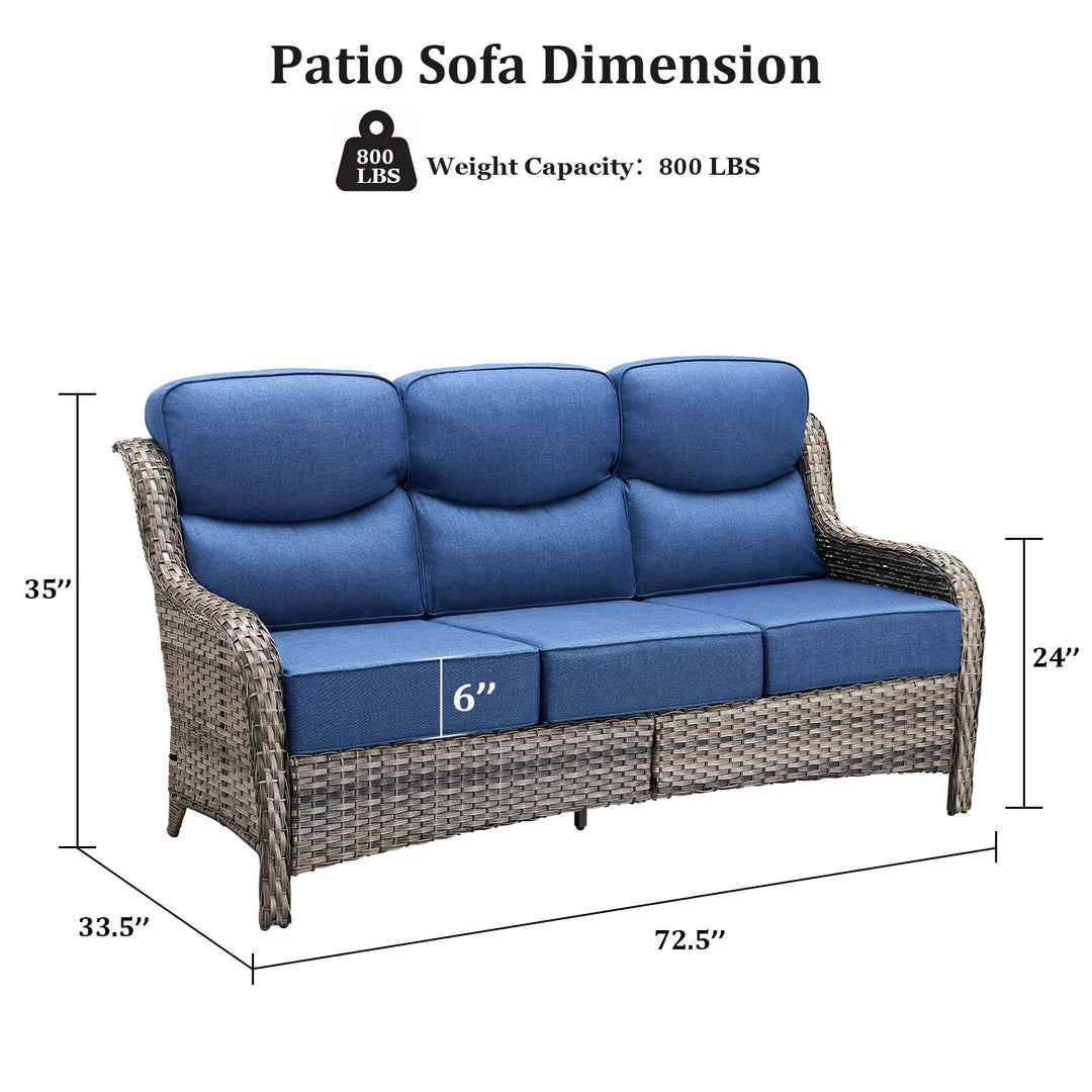 Outdoor Patio Sofa Swivel Chair with 6-Inch Thick Cushions Set