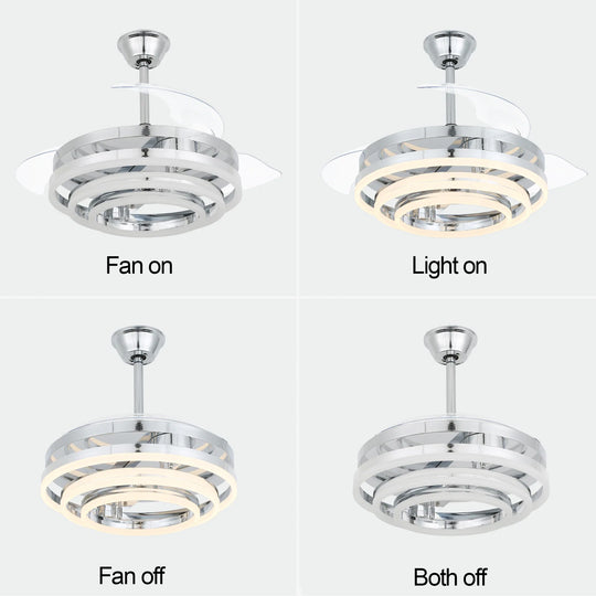 42In. DIY Shape Retractable Ceiling Fan with Lights, 6-Speed DC Motor Modern Ceiling Fan with LED Light and Remote