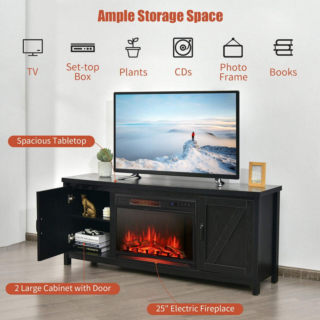 59'' Fireplace TV Stand W/ 25'' 1350W Electric Fireplace Heater