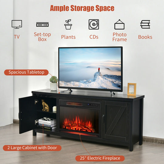 59'' Fireplace TV Stand W/ 25'' 1350W Electric Fireplace Heater
