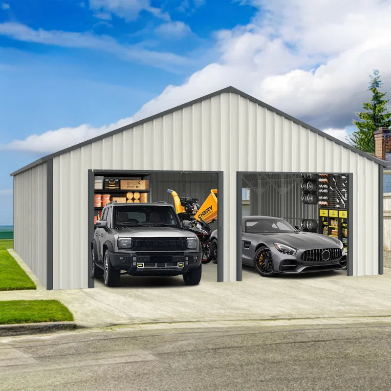 25 Ft. W X 33 Ft. D Outdoor Metal Storage Shed Garage Shed with Doors