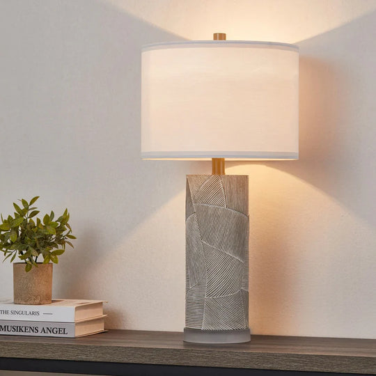 23.25 Inch Grey with Distressed White Table Lamp Set with Bulbs