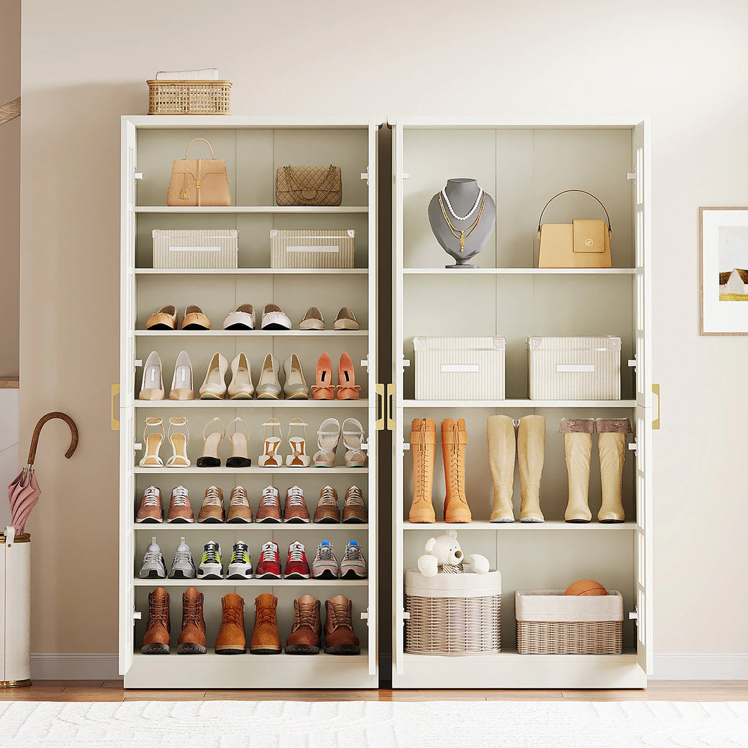 9-Tier Shoe Cabinet with Adjustable Shelves and Doors (71 Inches)