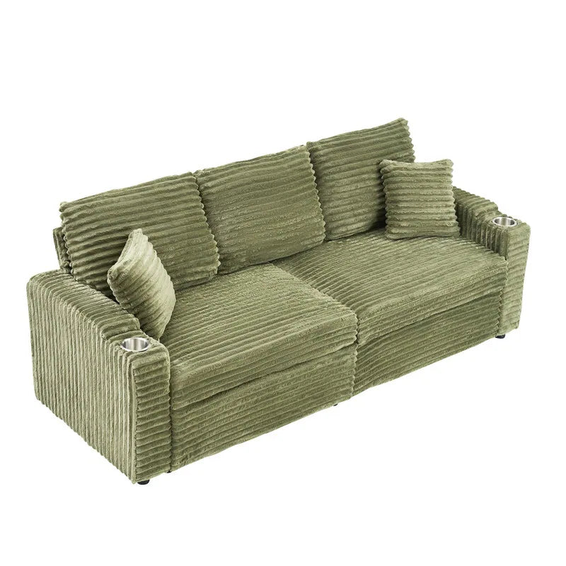 80" Cordylona Sofa, Cup Holder, Ottoman Storage