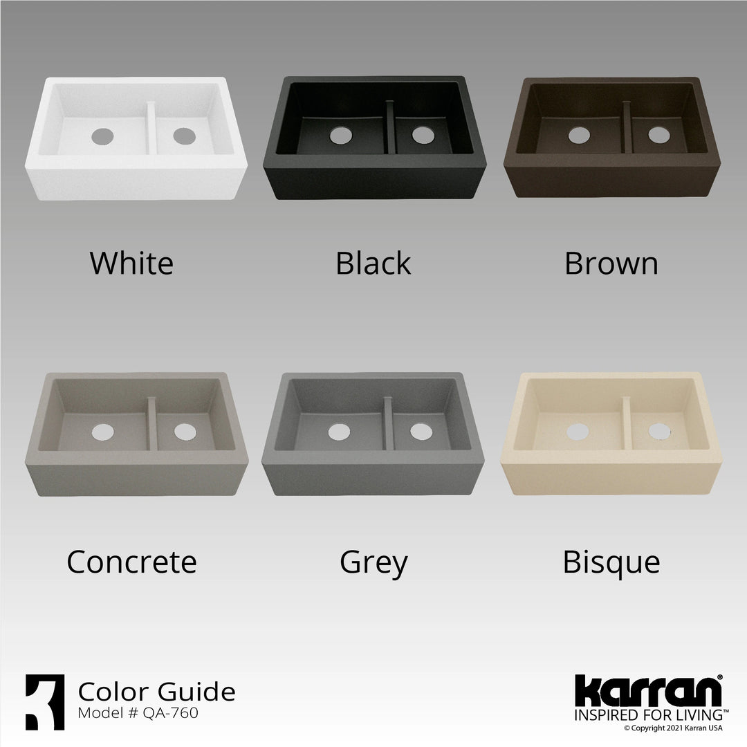 Farmhouse/Apron-Front Quartz Double Bowl Kitchen Sink