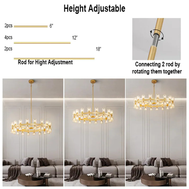 Wagon Wheel Chandelier with Crystal Shade