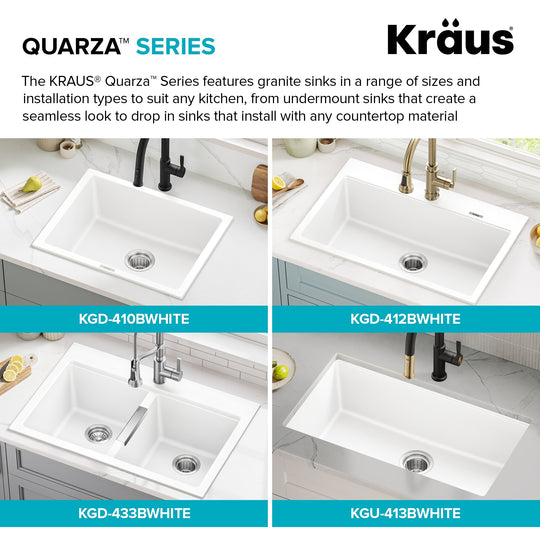 Granite 33 Inch 2-Bowl Undermount Drop-In Kitchen Sink