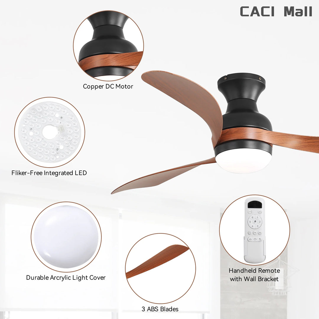 Sofucor 52/60 Inch Ceiling Fan with Integrated LED Light and Remote Control Quiet DC Motor