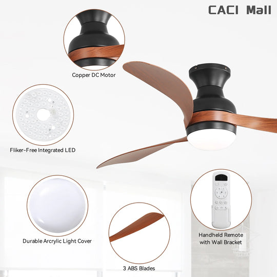 Sofucor 52/60 Inch Ceiling Fan with Integrated LED Light and Remote Control Quiet DC Motor