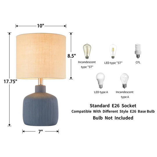 Fluted Ceramic Table Lamp (H18.25" X W10" X D10")