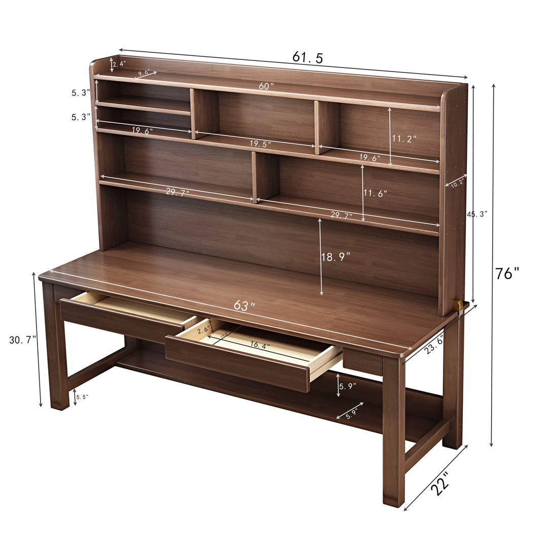 Kids Desk Wood Study Desk Writing Desk with Bookshelf