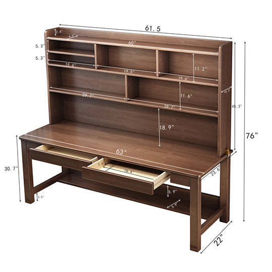 Kids Desk Wood Study Desk Writing Desk with Bookshelf