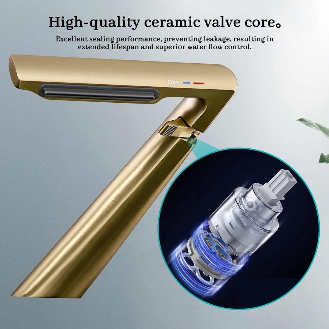 6.2"H Solid Brass Bathroom Waterfall Sink Faucet