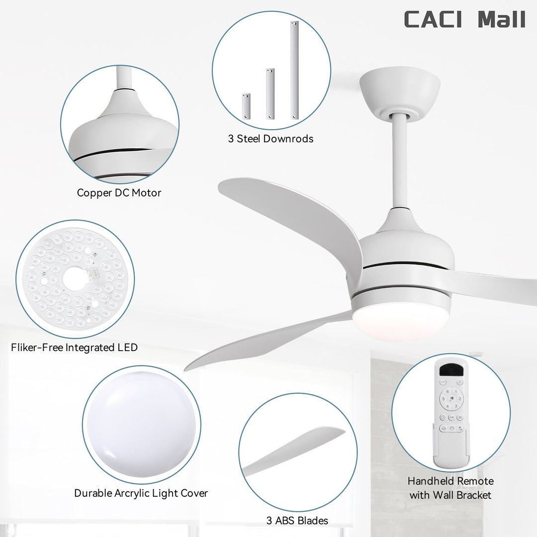 Sofucor 52/60 Inch Ceiling Fan with Integrated LED Light and Remote Control Quiet DC Motor