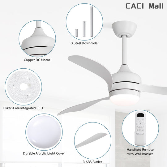 Sofucor 52/60 Inch Ceiling Fan with Integrated LED Light and Remote Control Quiet DC Motor
