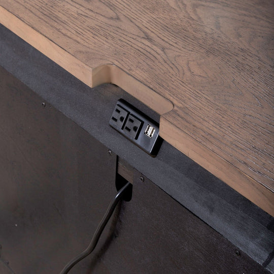 Americana Farmhouse Black Bedside Chest with Charging Station