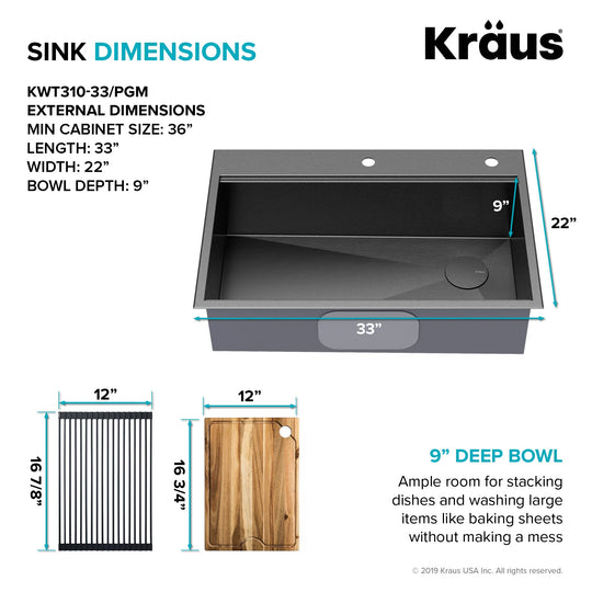 Kore Workstation Drop-In Stainless Steel Kitchen Sink