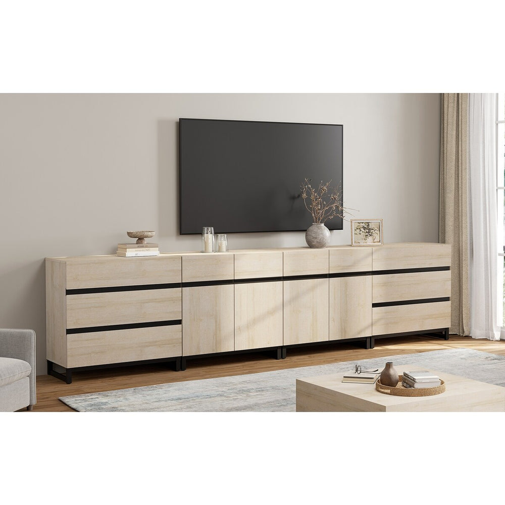 Modern TV Stand for Tvs up to 120 Inches, 4-In-1 Media Console with 6 Drawers and Adjustable Shelves, Entertainment Center