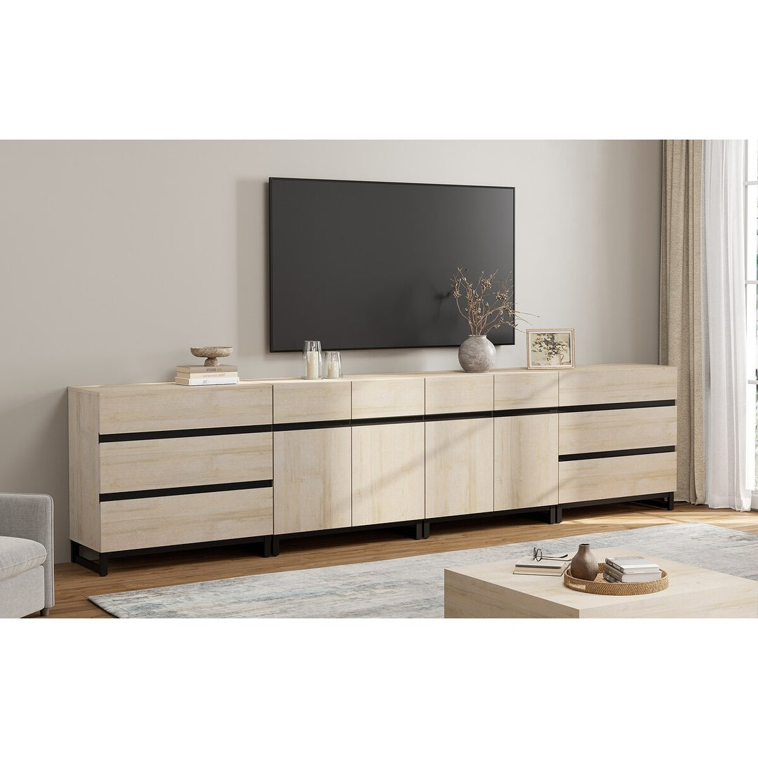 Modern TV Stand for Tvs up to 120 Inches, 4-In-1 Media Console with 6 Drawers and Adjustable Shelves, Entertainment Center