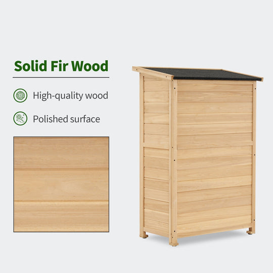 Outdoor Storage Cabinet Shed, Shuttered Doors with Lock, Wooden 0709 / 0808 / 1900