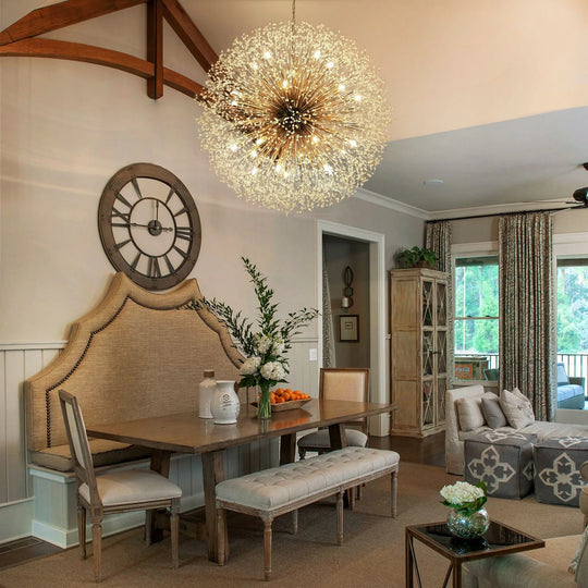 Contemporary 16/20/24/30-Light Glam Oversized Firework Crystal Sputnik Chandelier Dandelion Pendant Light, Includes Bulbs