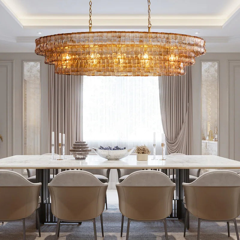 36In-67.4 In. 6-Lights Gold Crystal Drum Chandelier