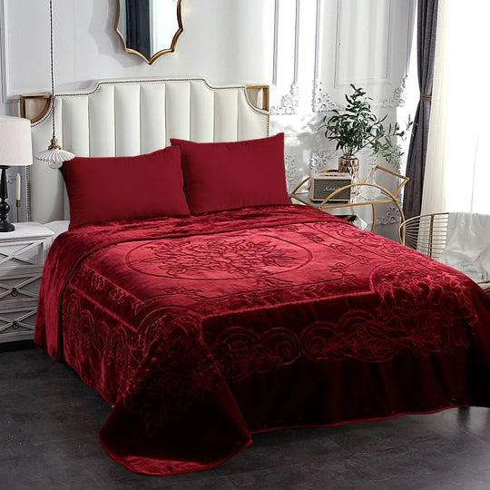 Embossed Floral Bed Blanket 85"X95" - 9Lbs
