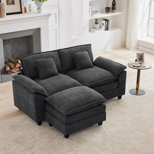 Modular Chenille Sectional Sofa with Ottomans, Deep Seat, Wide Padded Armrests, 2-Seat / 3-Seat / 4-Seat Options